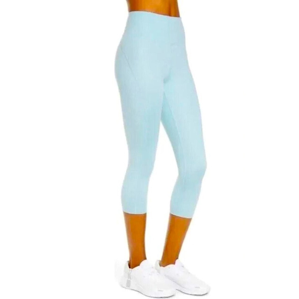 Girlfriend Collective turquoise blue high rise capri cropped leggings S / small